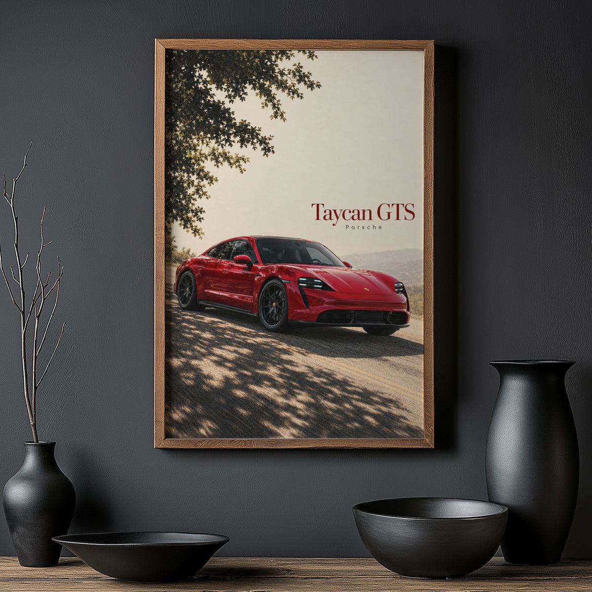 Vintage Porsche Taycan GTS Car Print Wall Art