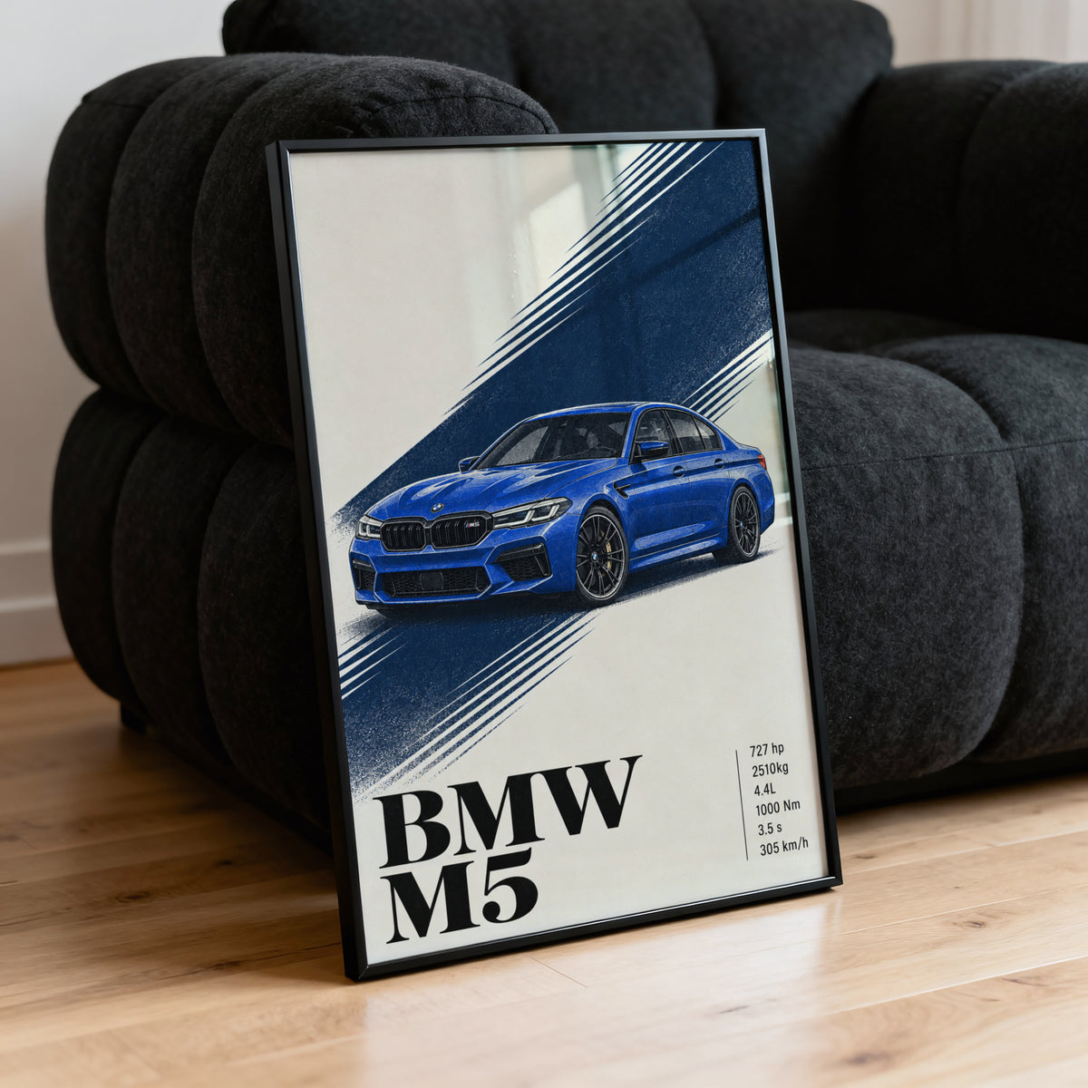 Vintage BMW M5 Print, Blue Car Wall Art