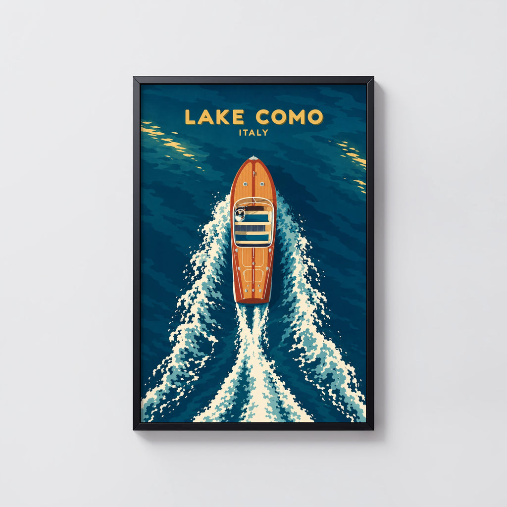 Vintage Lake Como Italy Poster, Boat Wall Art Print