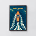 Vintage Lake Como Italy Poster, Boat Wall Art Print