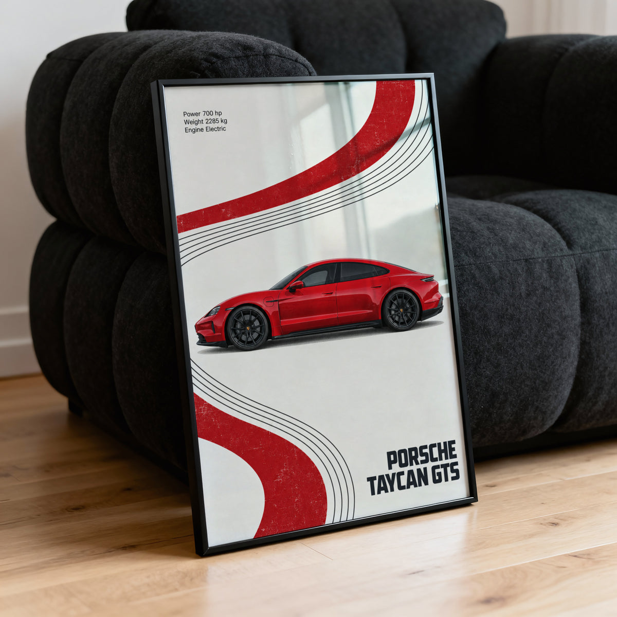 Vintage Porsche Taycan GTS Print, Car Poster
