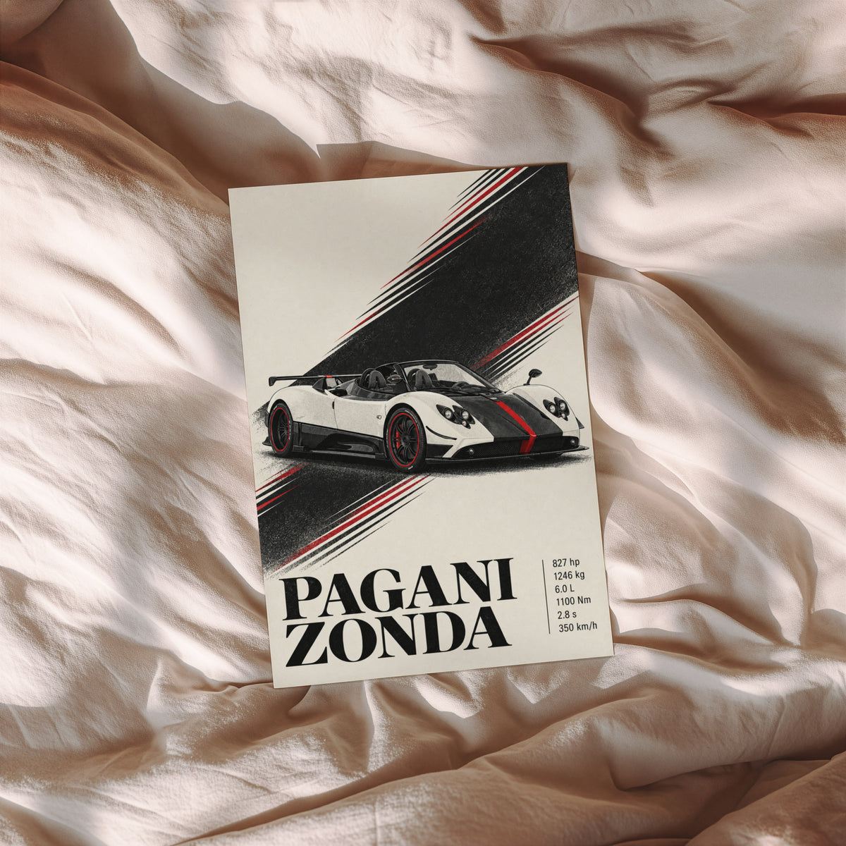Vintage Pagani Zonda Print, Supercar Wall Art