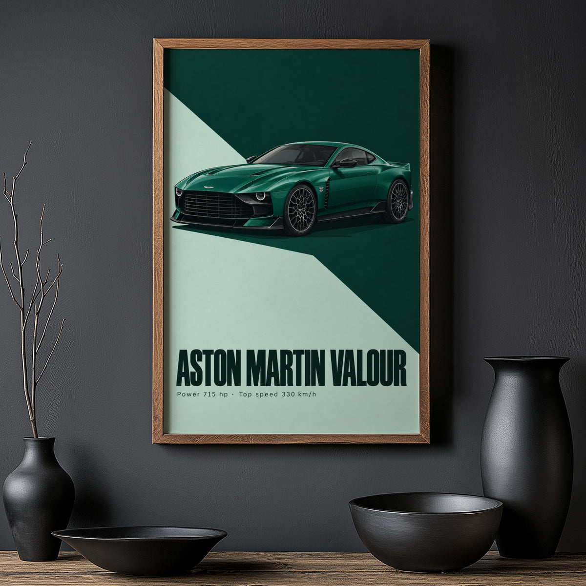 Vintage Aston Martin Valour Print, Green Car Art