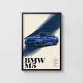 Vintage BMW M5 Print, Blue Car Wall Art