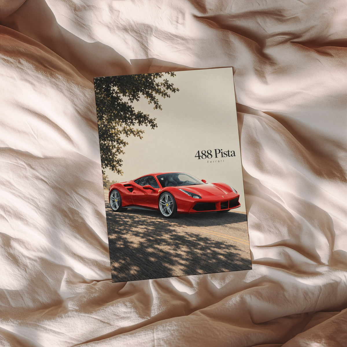 Vintage Ferrari 488 Pista Print, Supercar Wall Art