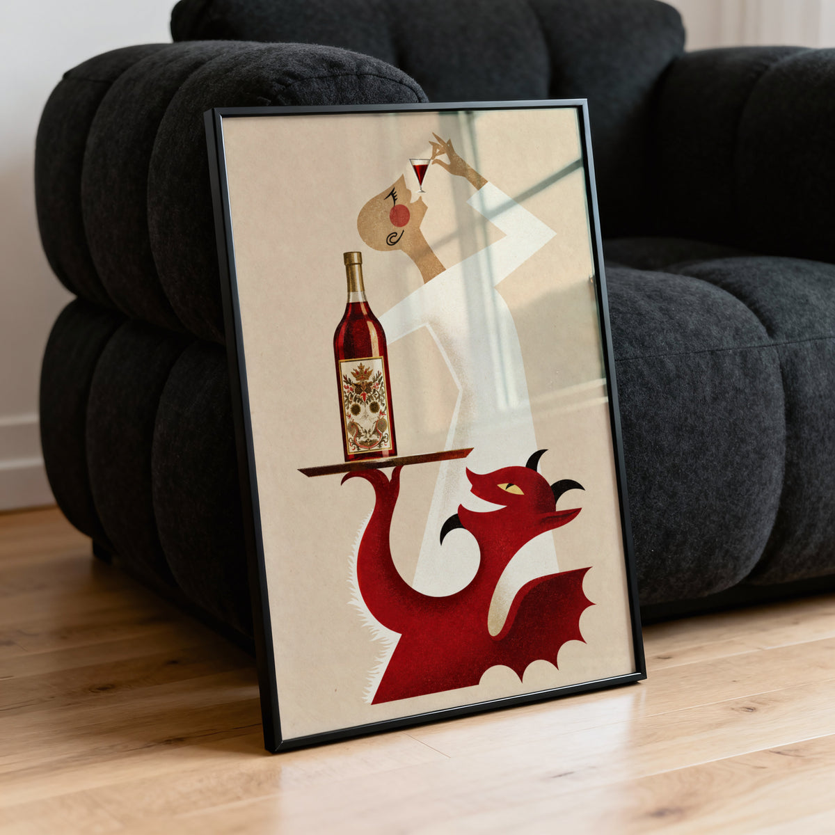 Vintage Vermouth Print Poster, Red Devil Cocktail Wall Art