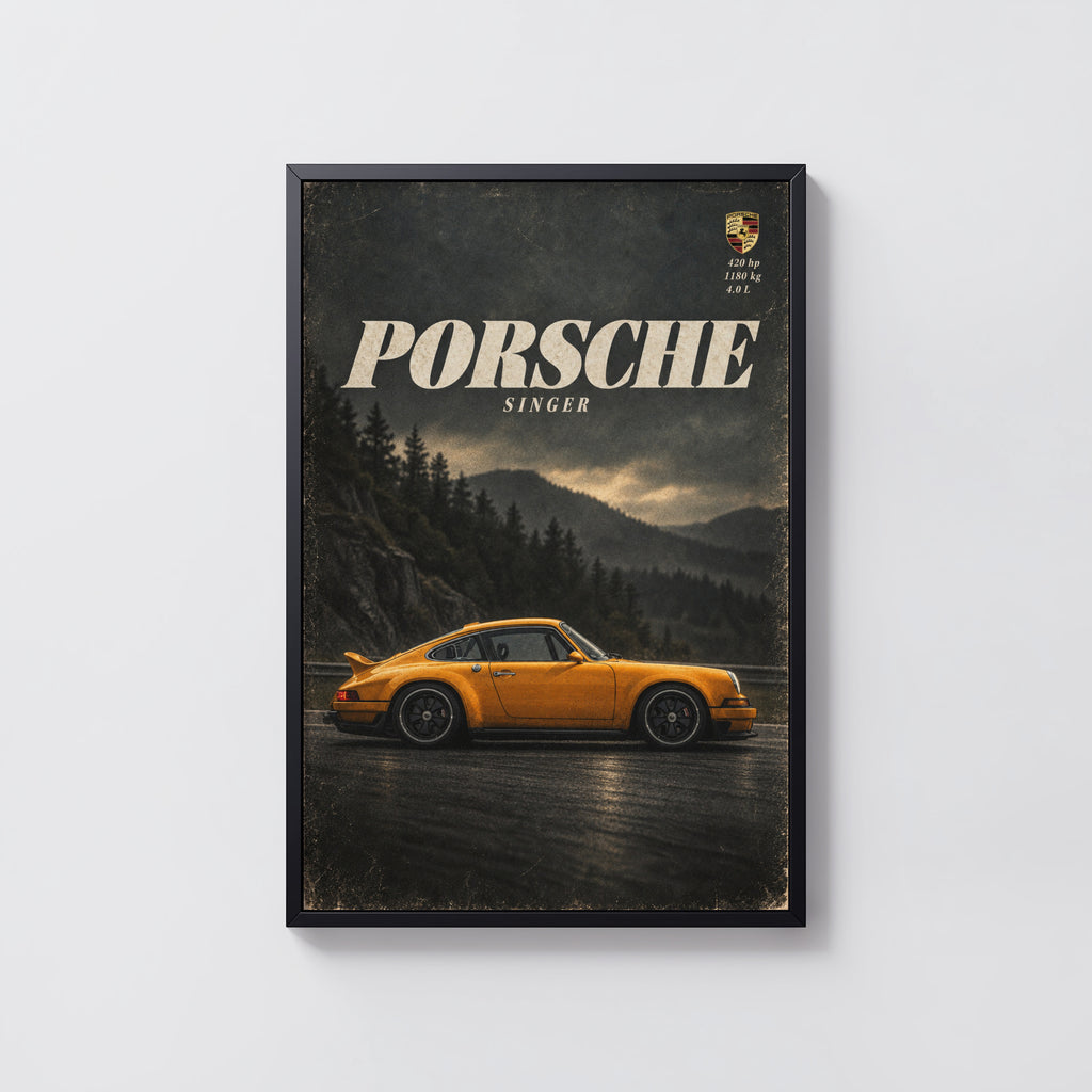 Vintage Porsche Singer Print, Car Poster, Wall Art