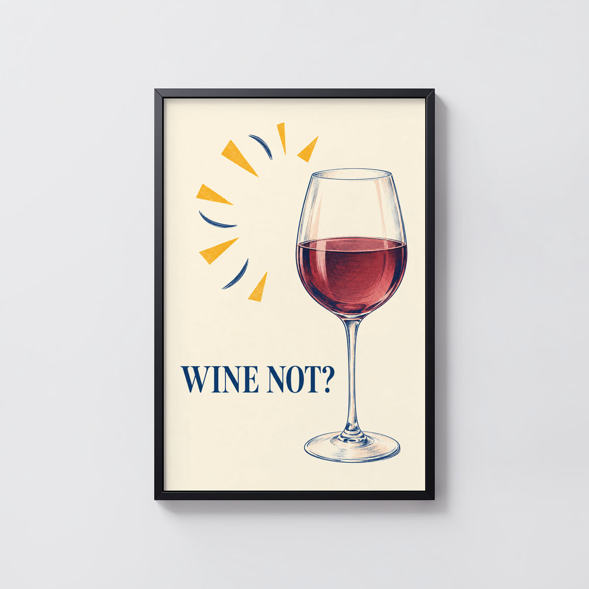 Vintage Wine Print Poster, Red Wine Glass Wall Art