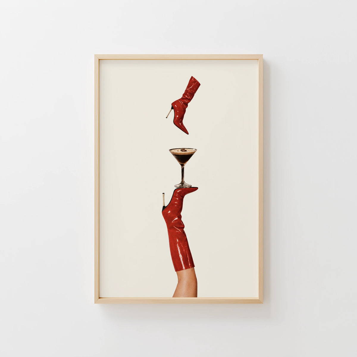 Vintage Espresso Martini Print Poster, Red Boot Art