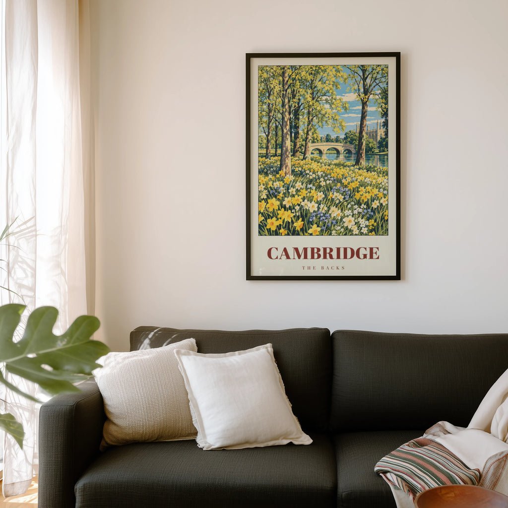 Vintage Cambridge Poster, The Backs Print, Spring Wall Art