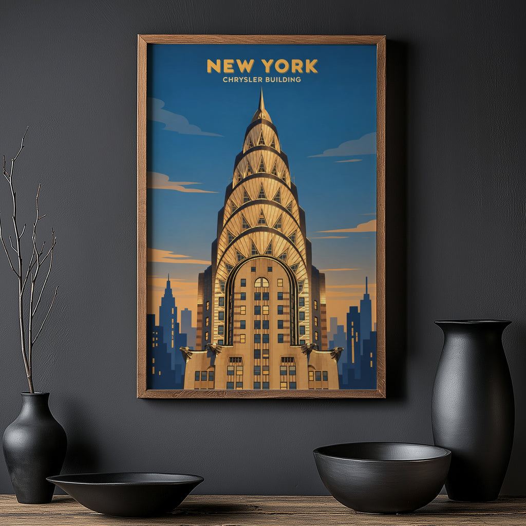 Vintage Chrysler Building Poster, New York Wall Art Print