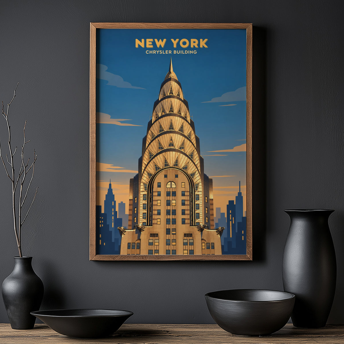 Vintage Chrysler Building Poster, New York Wall Art Print