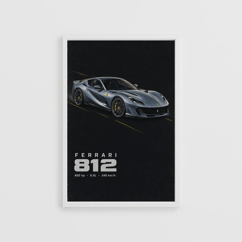 Vintage Ferrari 812 Print, Supercar Wall Art