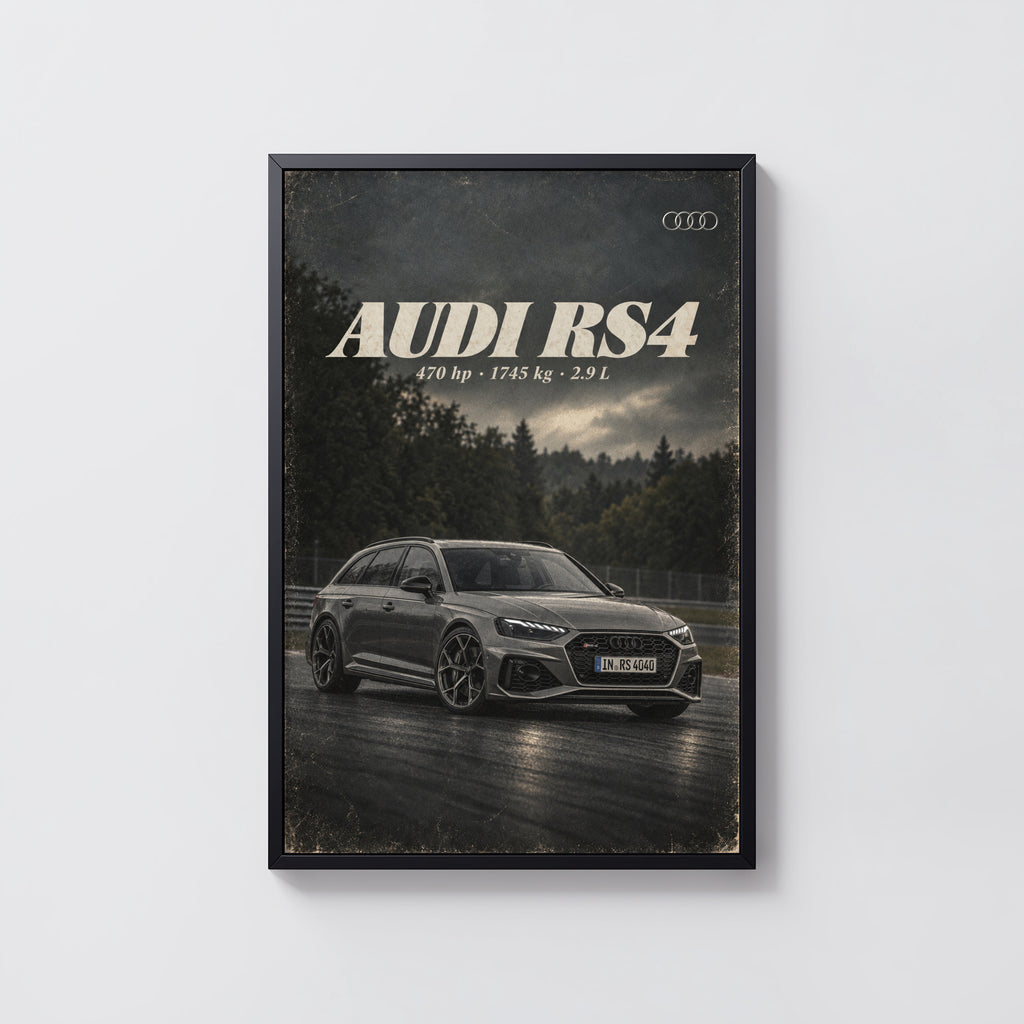 Vintage Audi RS4 Avant Print, Car Wall Art