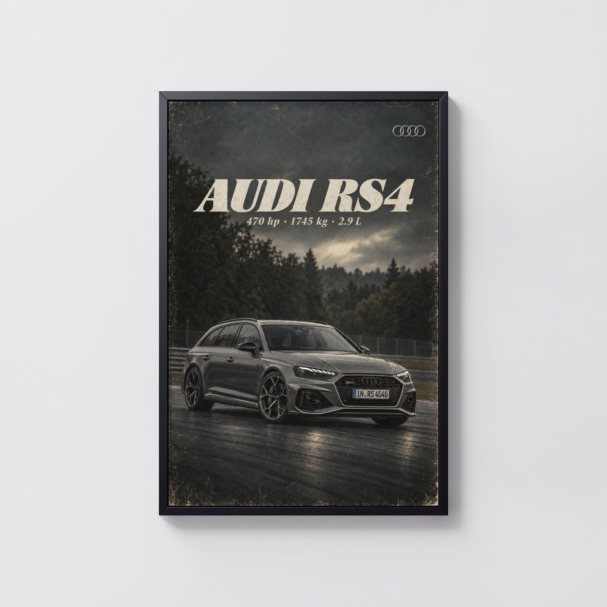Vintage Audi RS4 Avant Print, Car Wall Art