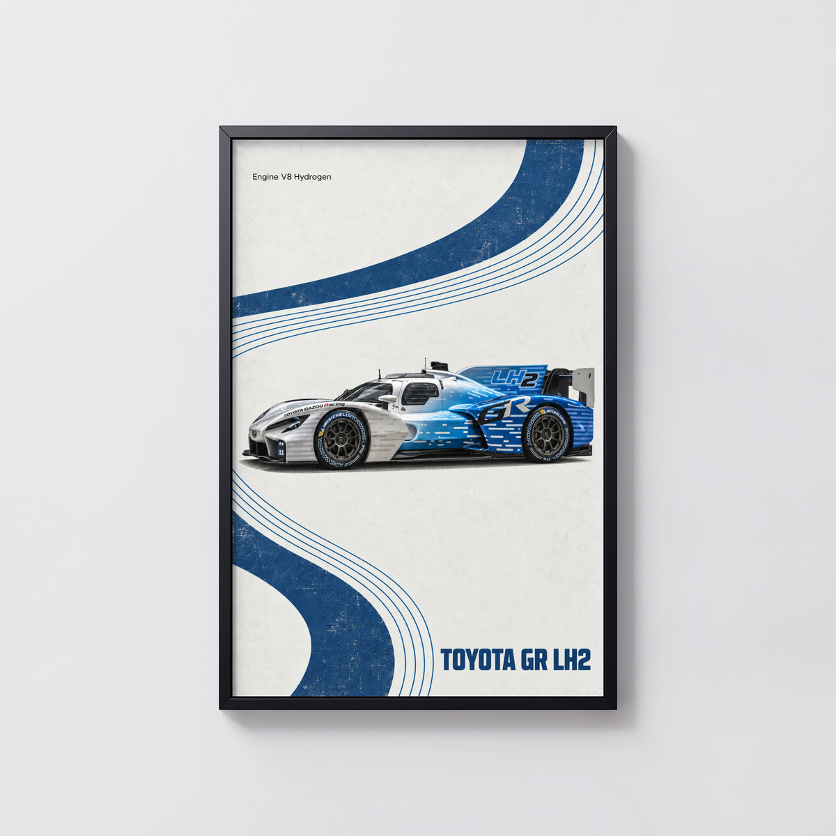 Vintage Toyota GR LH2 Print, Hydrogen Race Car Art