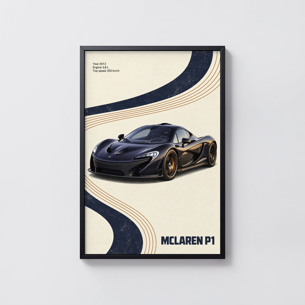 Vintage McLaren P1 Print, Supercar Wall Art