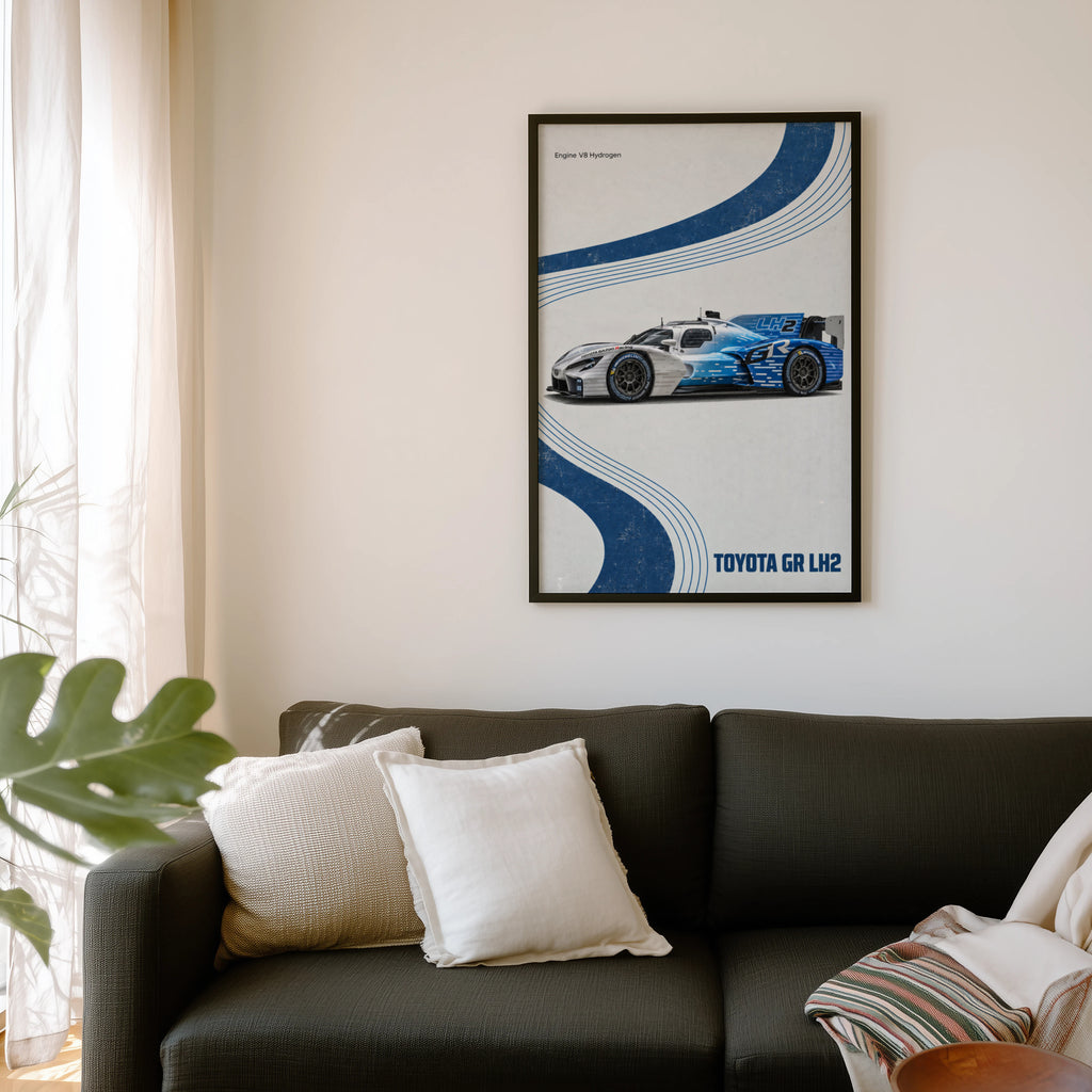 Vintage Toyota GR LH2 Print, Hydrogen Race Car Art