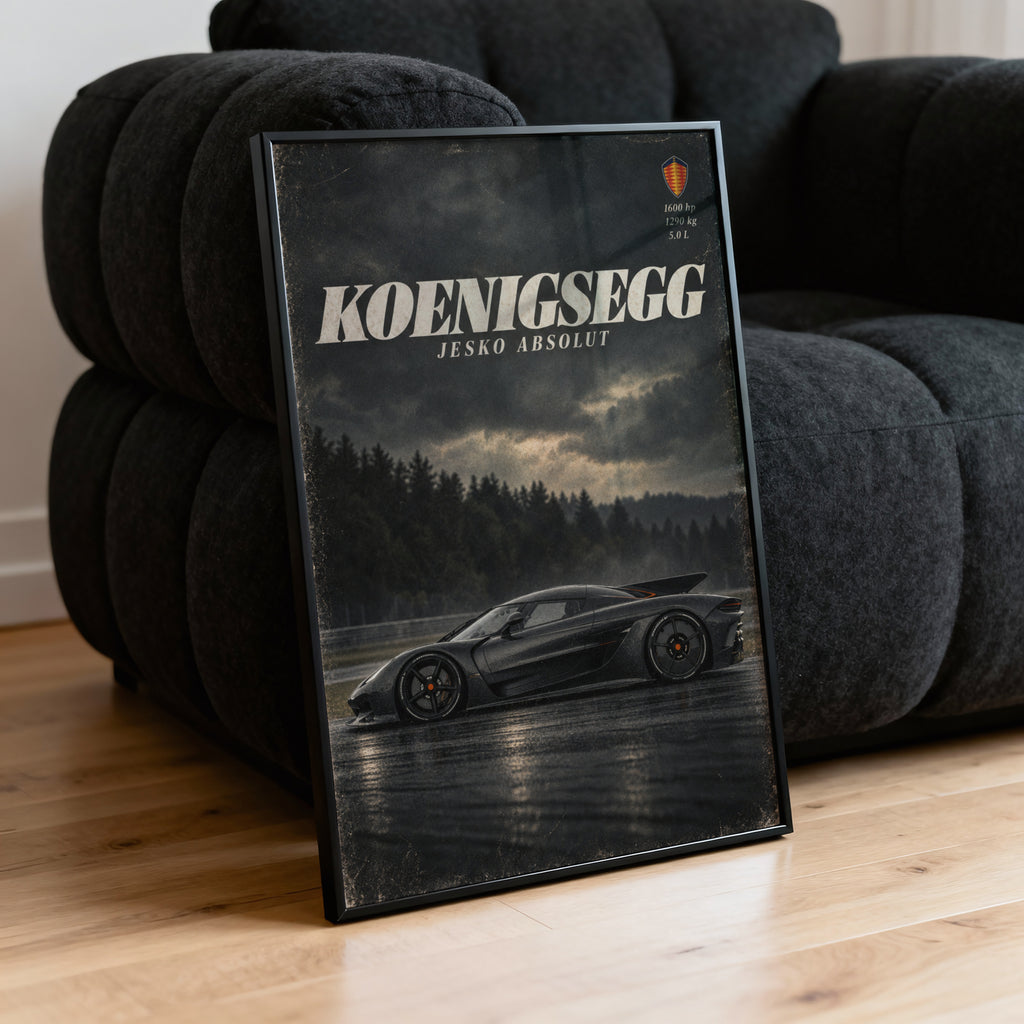 Vintage Koenigsegg Jesko Absolut Print, Hypercar