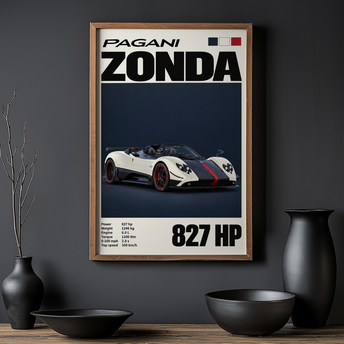 Vintage Pagani Zonda Print, Supercar Wall Art