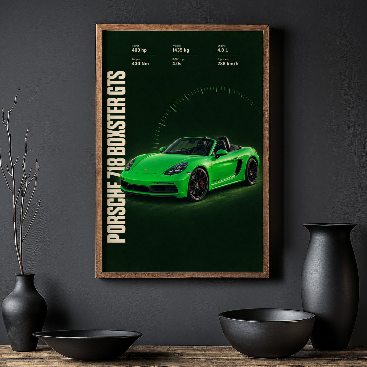 Vintage Porsche 718 Boxster GTS Print, Car Wall Art