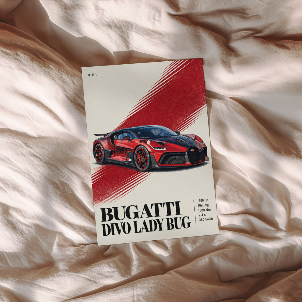 Vintage Bugatti Divo Print, Supercar Wall Art