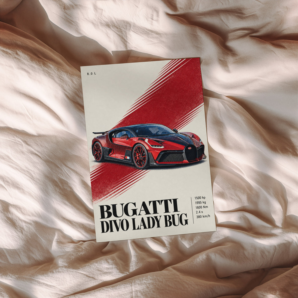 Vintage Bugatti Divo Print, Supercar Wall Art