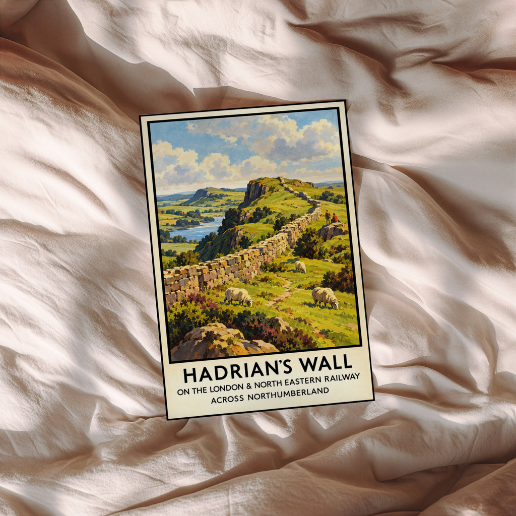 Vintage Hadrian's Wall Print Poster, Northumberland