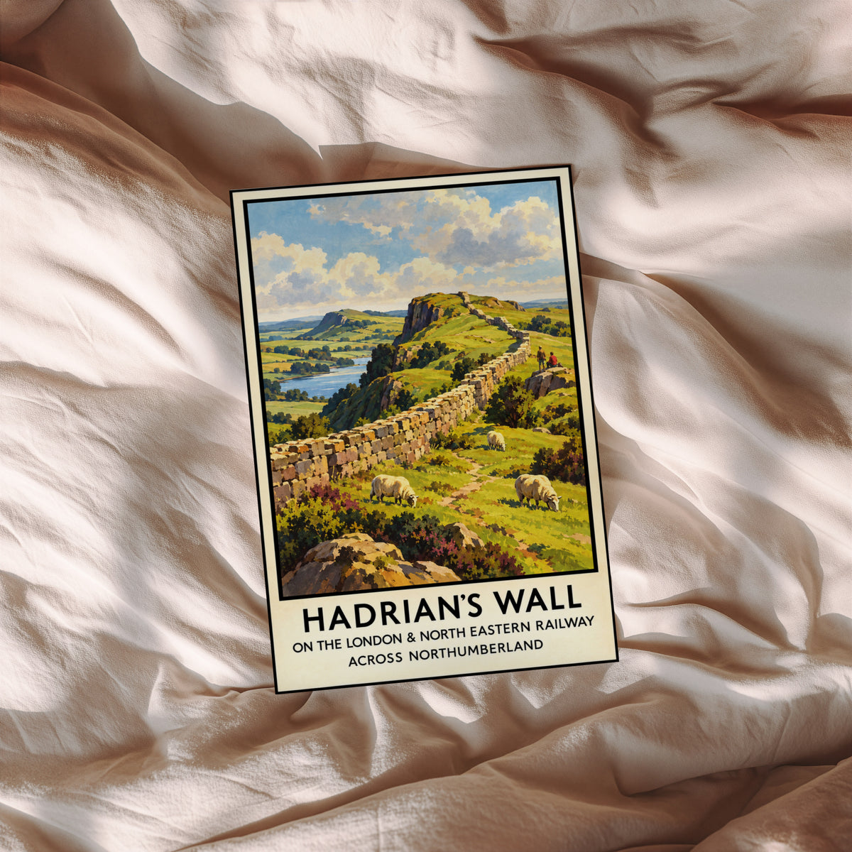 Vintage Hadrian's Wall Print Poster, Northumberland