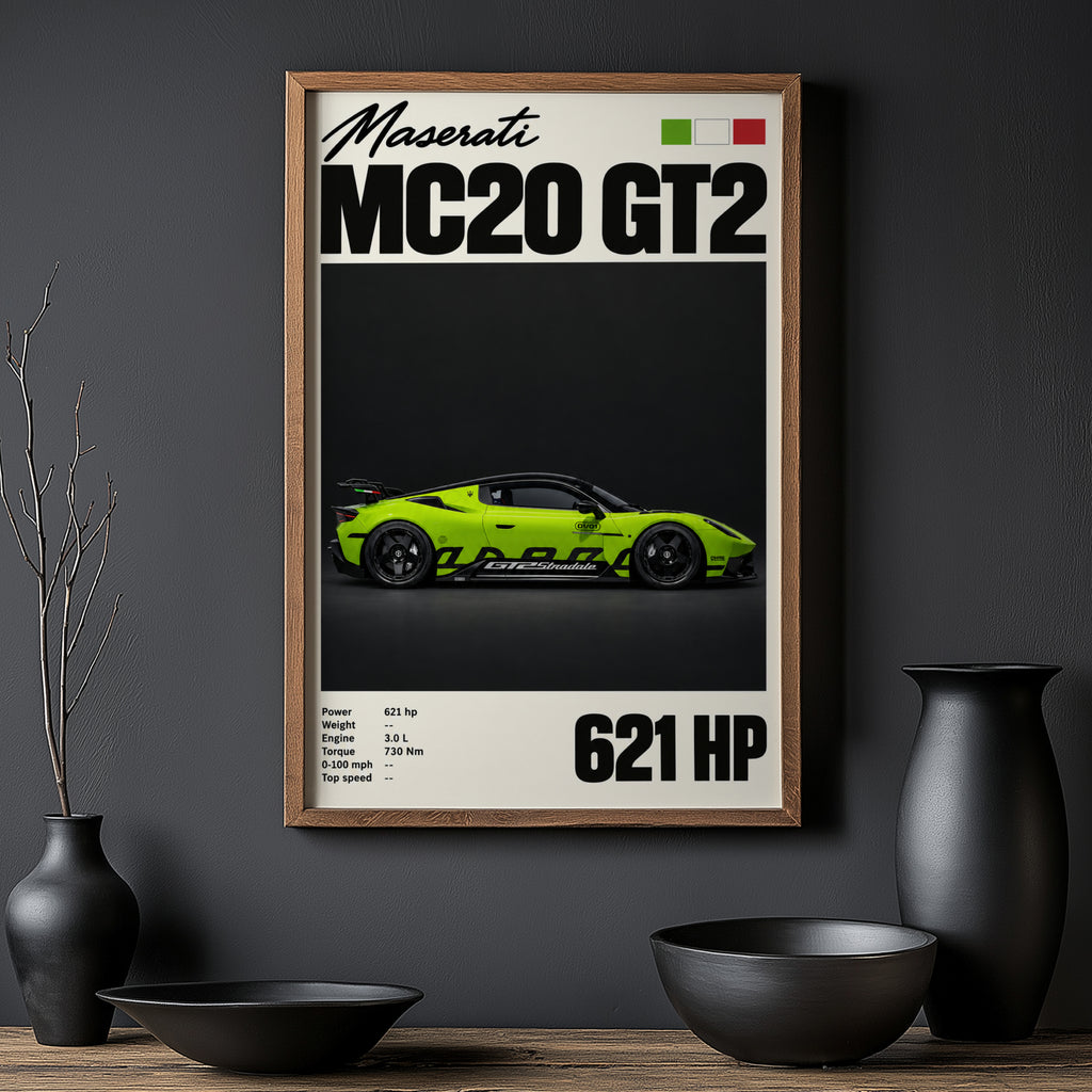 Vintage Maserati MC20 GT2 Print, Car Wall Art