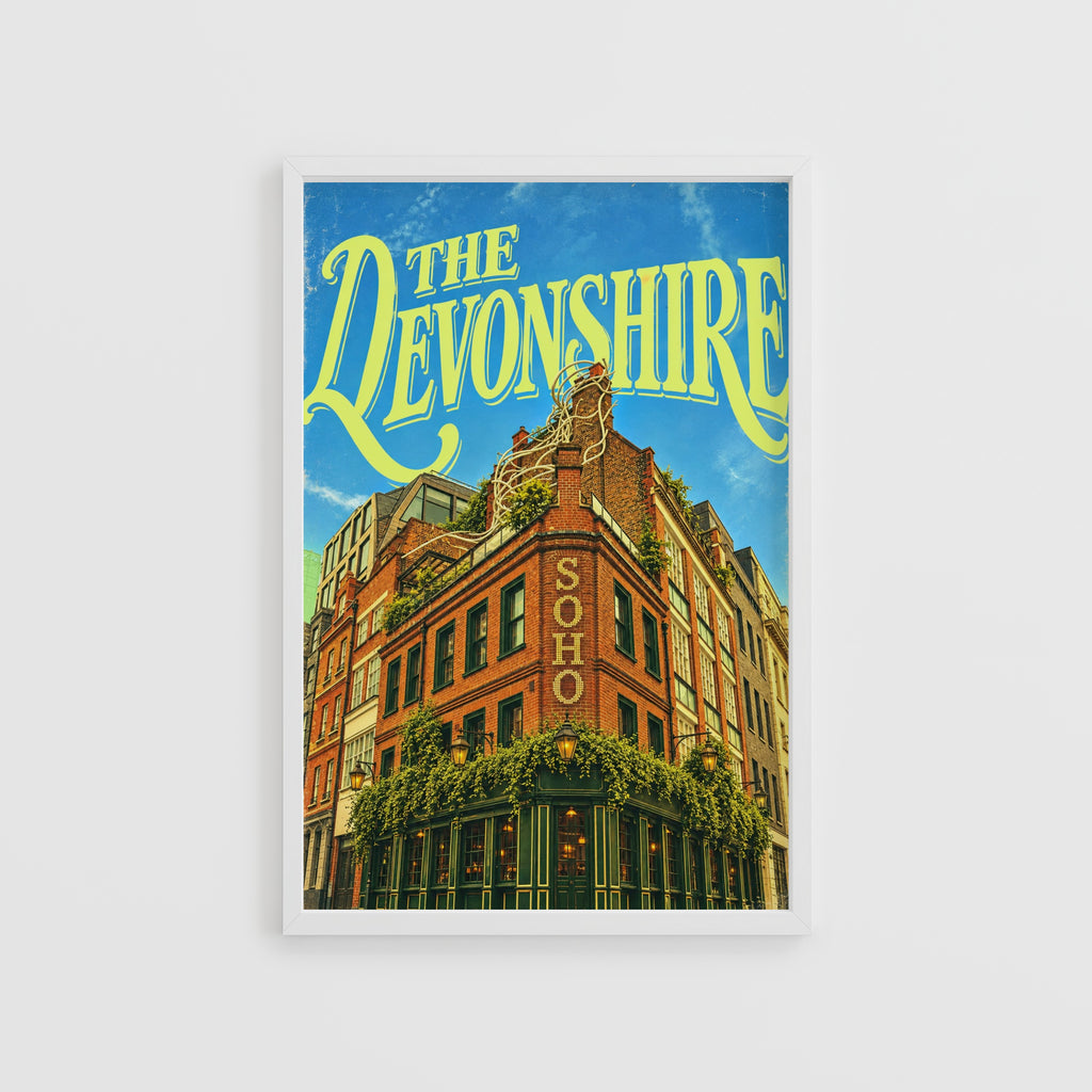 Vintage Soho London Poster, Devonshire Pub Wall Art Print