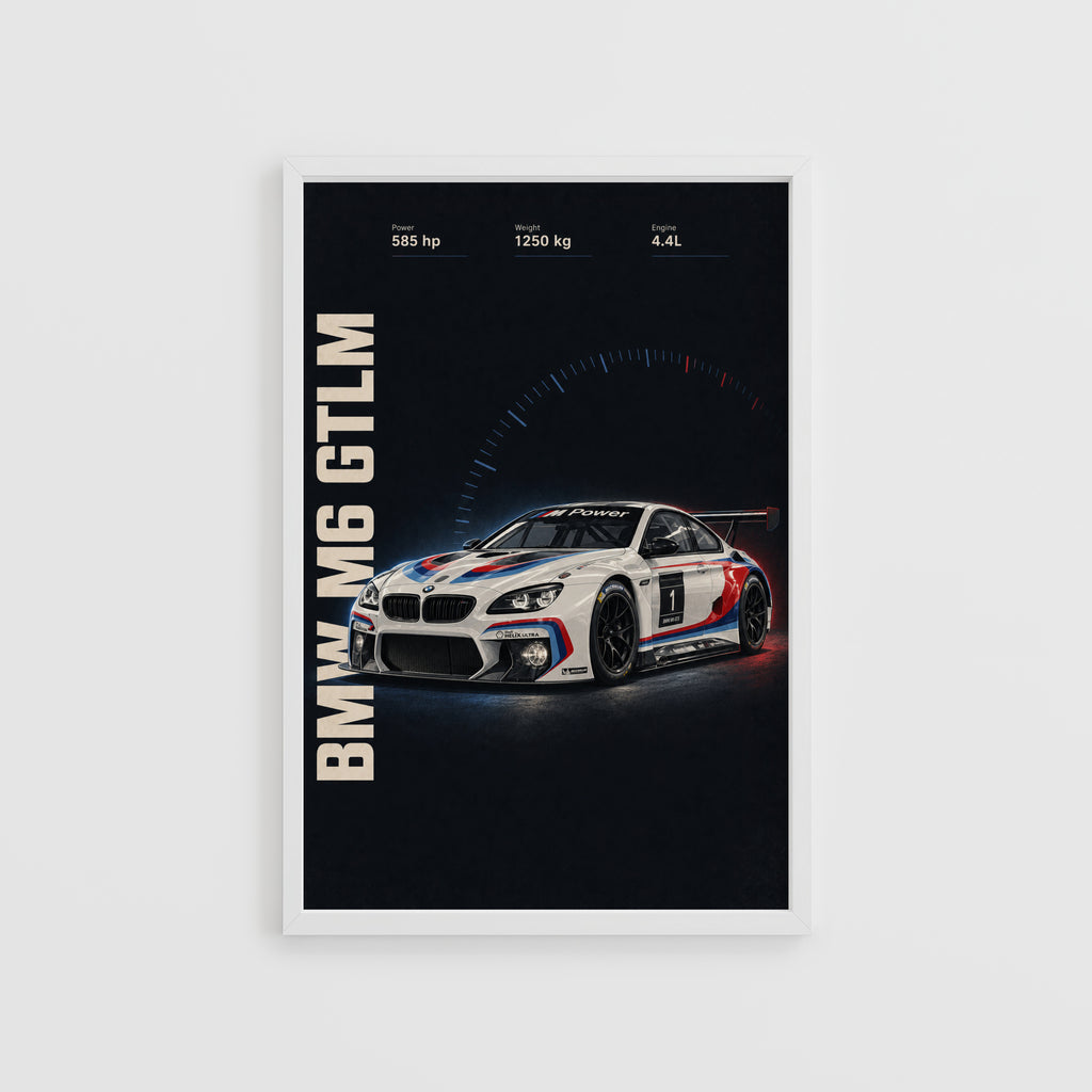 Vintage BMW M6 GTLM Race Car Print, Wall Art