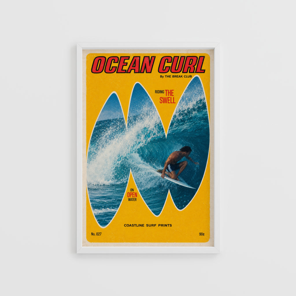 Vintage The Break Club Surf Print Poster, Ocean Curl