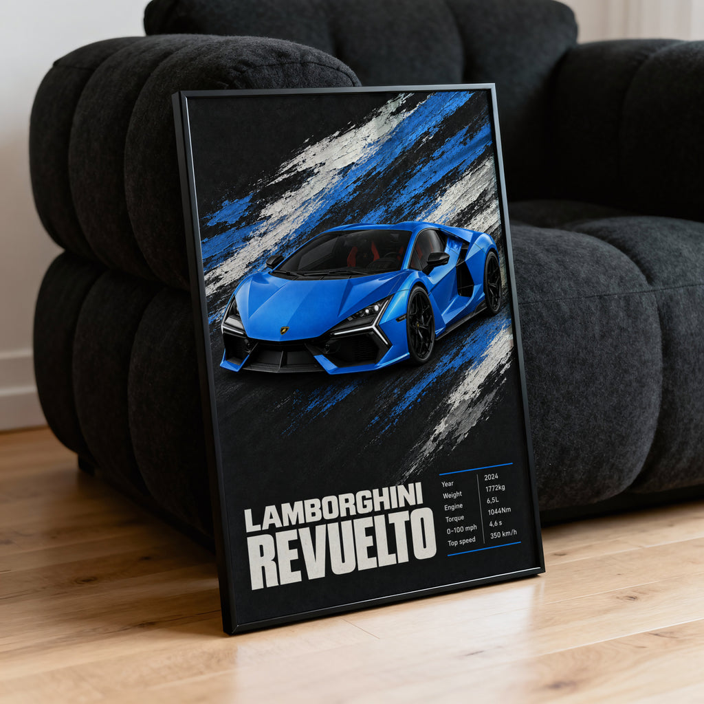 Vintage Lamborghini Revuelto Print, Car Wall Art