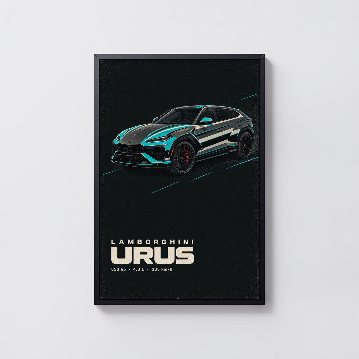 Vintage Lamborghini Urus Print, Supercar Wall Art