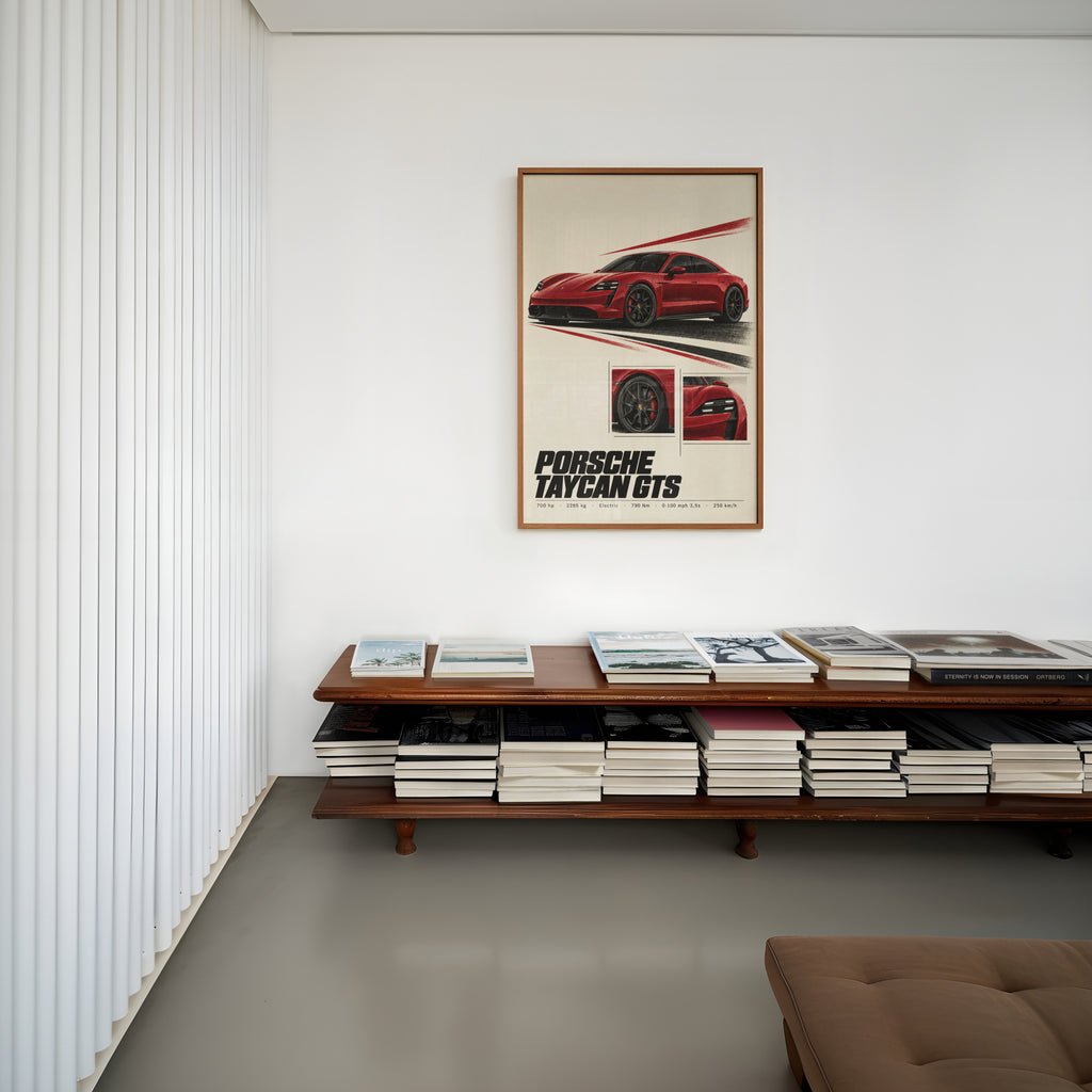 Vintage Porsche Taycan GTS Print, Car Poster, Wall Art
