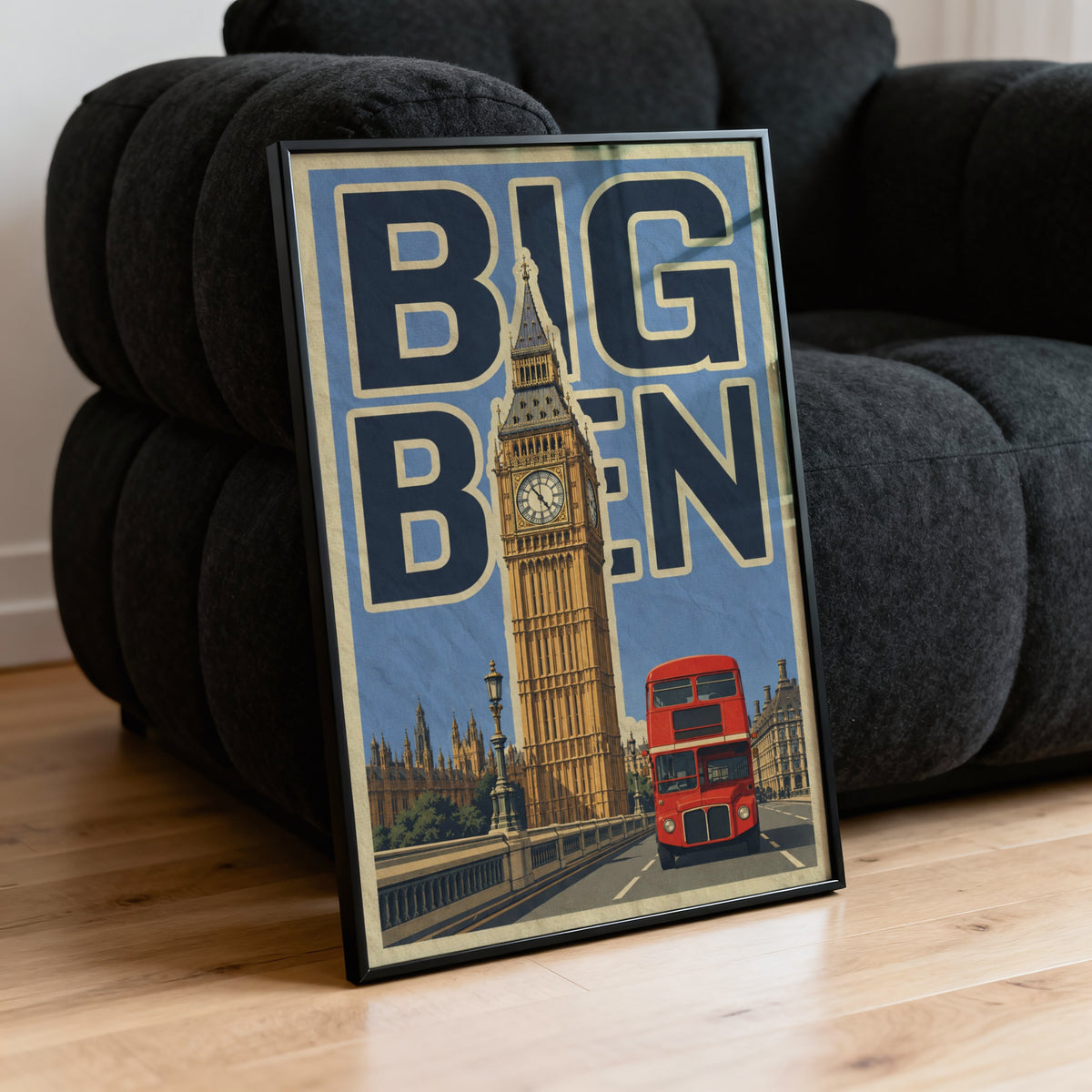 Vintage Big Ben Poster, London Wall Art, Bus Print