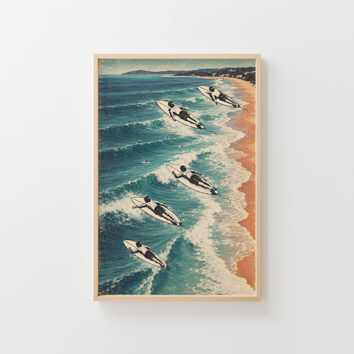 Vintage Surf Print Poster, Biarritz Beach Wall Art