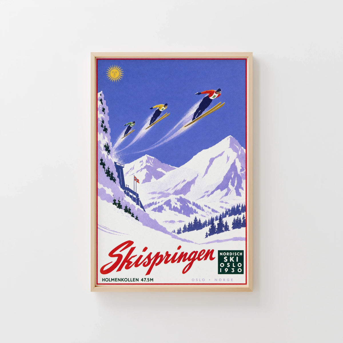 Vintage 1930 Ski Jump Oslo Norway Print, Holmenkollen Poster