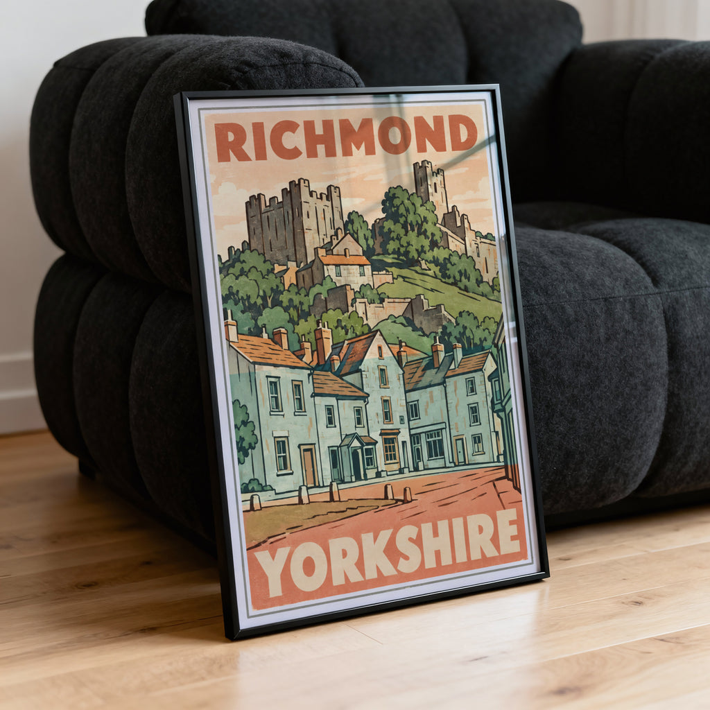 Vintage Richmond Yorkshire Poster, Castle Wall Art Print