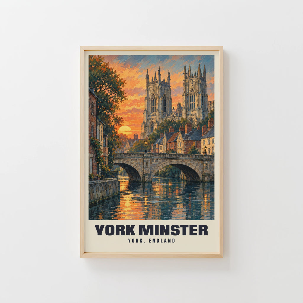 Vintage York Minster Poster, England Wall Art, Travel Print