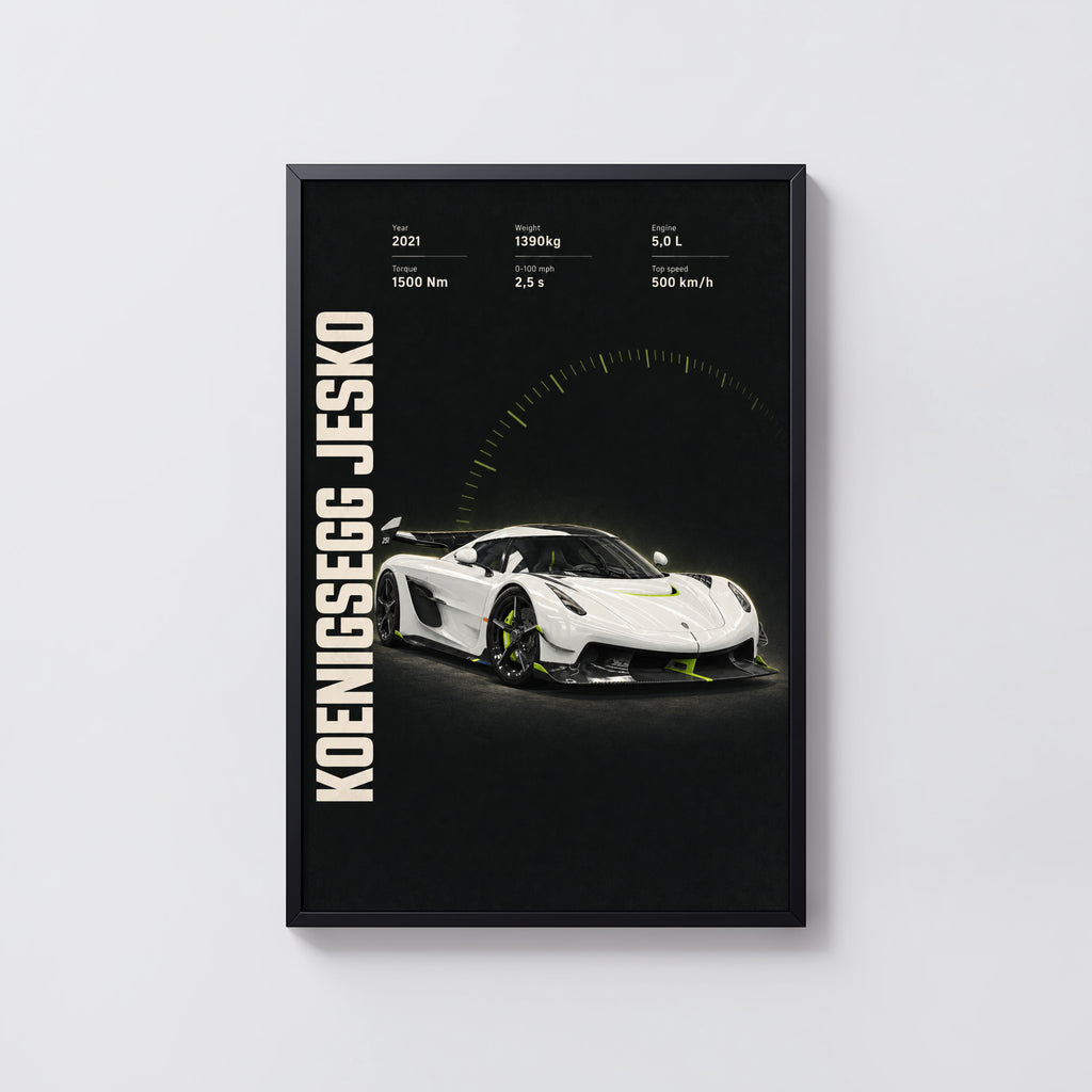 Vintage Koenigsegg Jesko Print, Supercar Wall Art