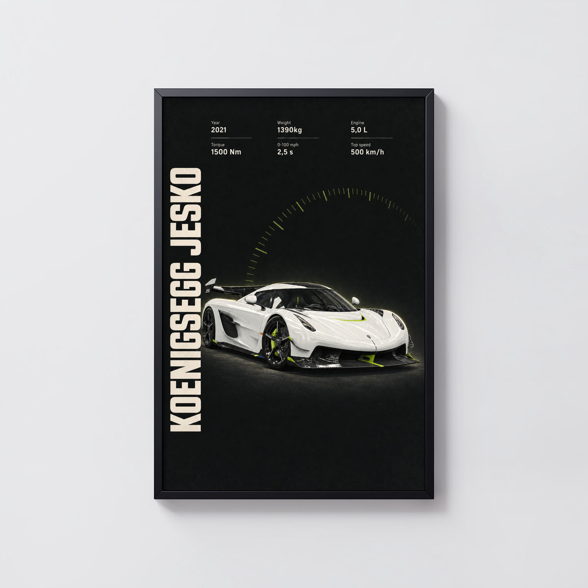 Vintage Koenigsegg Jesko Print, Supercar Wall Art