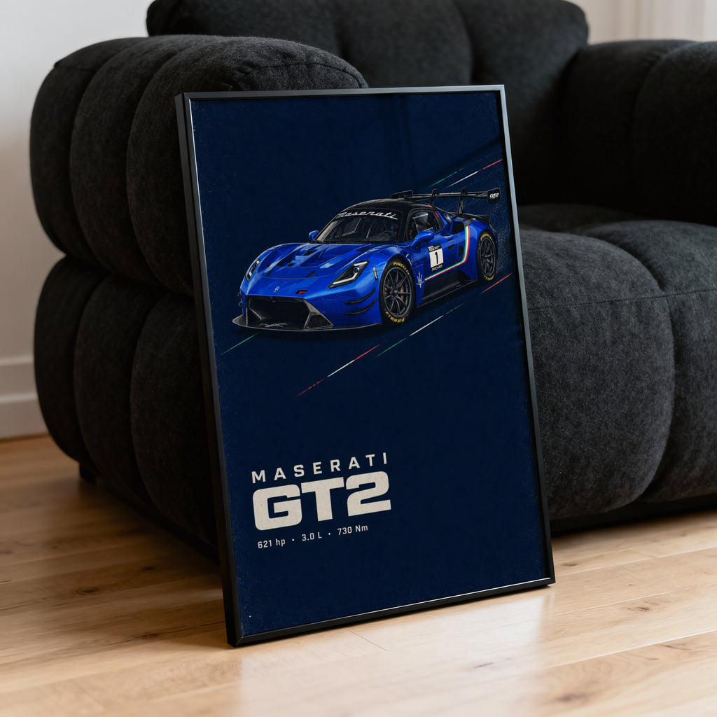 Vintage Maserati GT2 Print, Race Car Wall Art