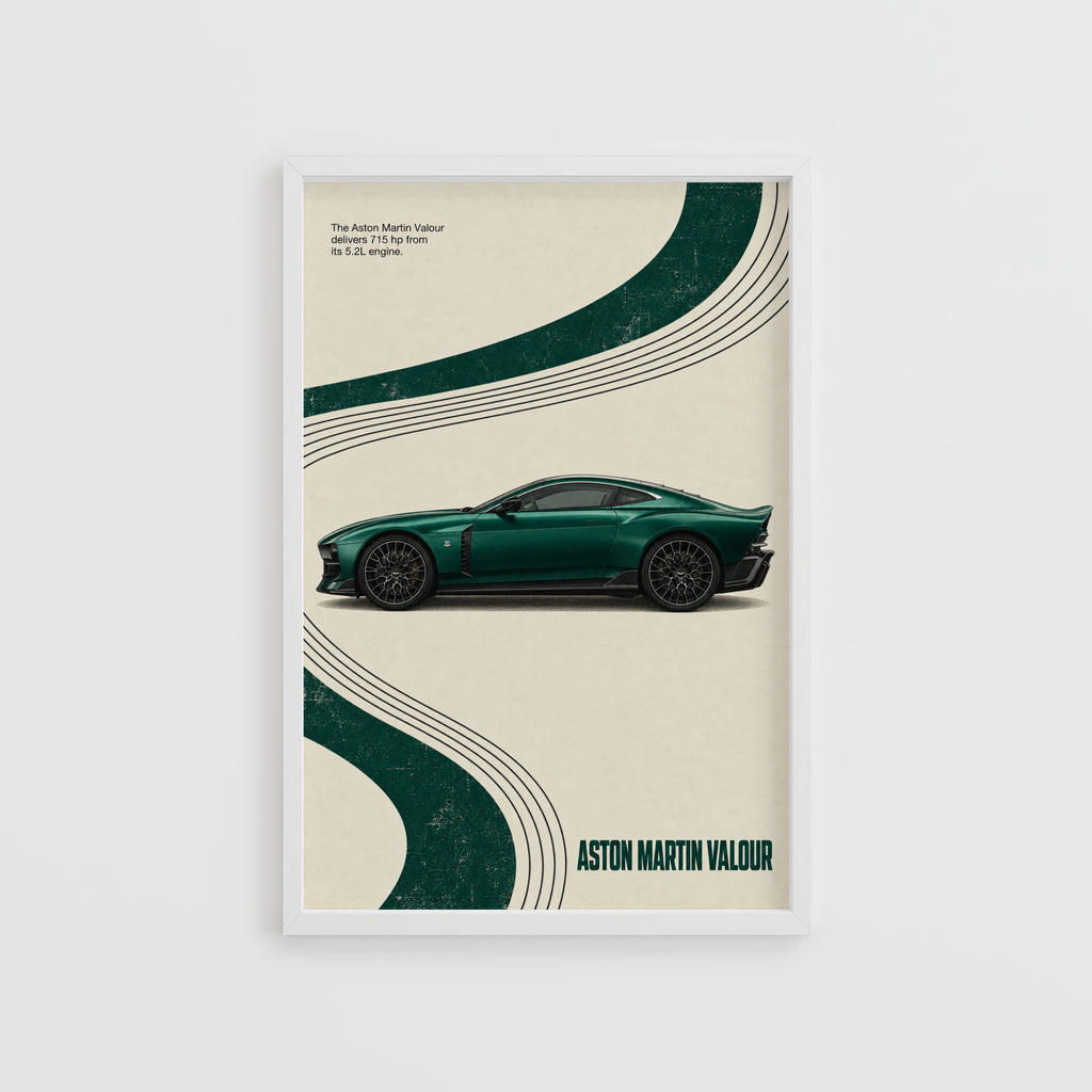 Vintage Aston Martin Valour Print, Green Car Art