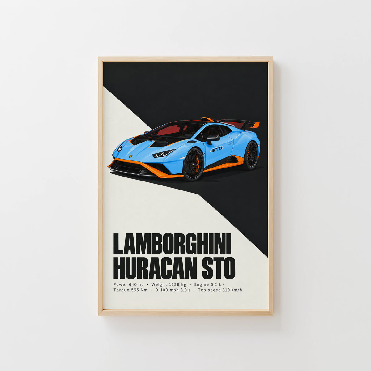 Vintage Lamborghini Huracan STO Print, Car Wall Art