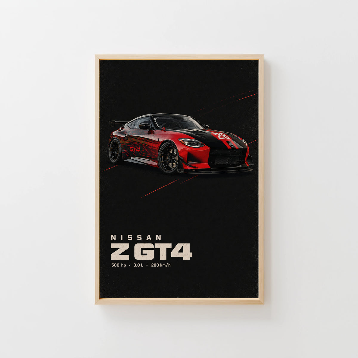 Vintage Nissan Z GT4 Print, Racing Car Wall Art