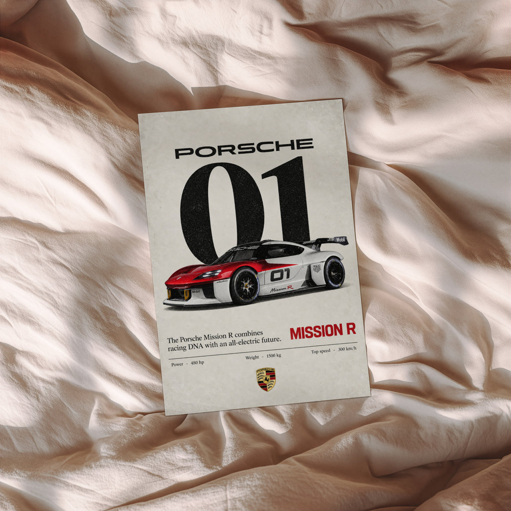 Vintage Porsche Mission R Print, Car Wall Art