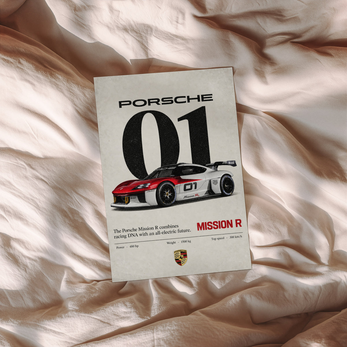 Vintage Porsche Mission R Print, Car Wall Art