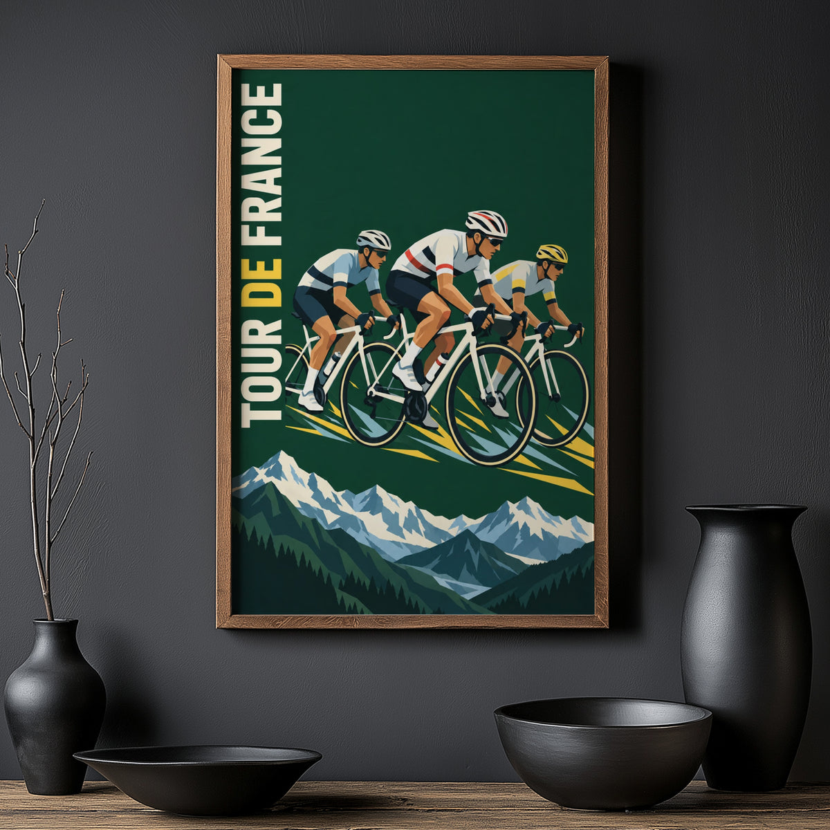 Vintage Tour de France Poster, Cycling Wall Art, Alps Print